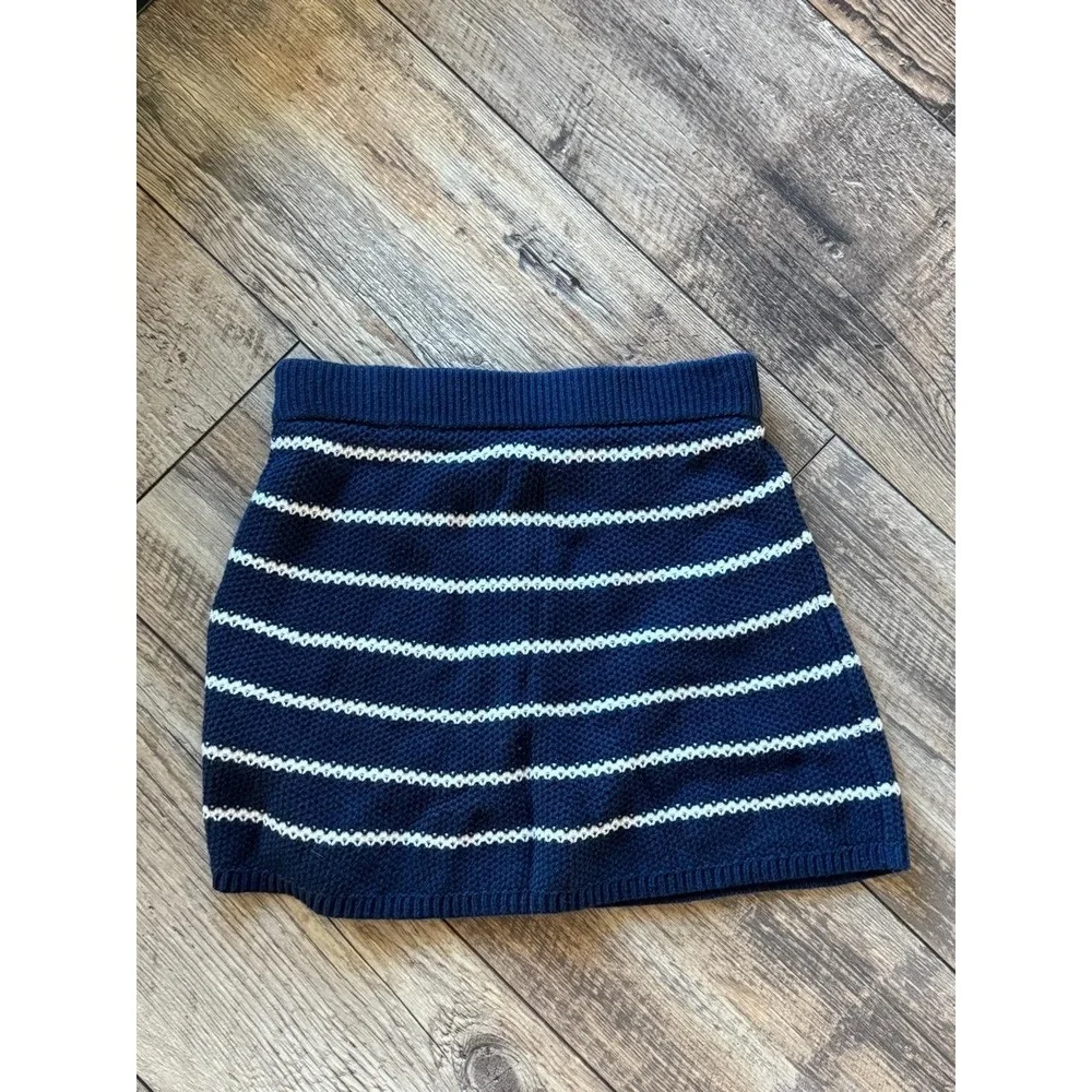 Abercrombie‎ Kids Mini Skirt Size 11/12 Navy Blue White Striped Knit Pull-On